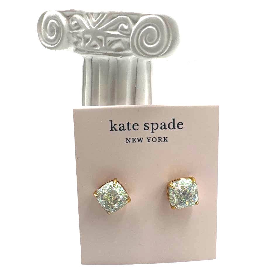 KATE SPADE New York Gold Plated Opal Glitter Small Squared Stud Earrings