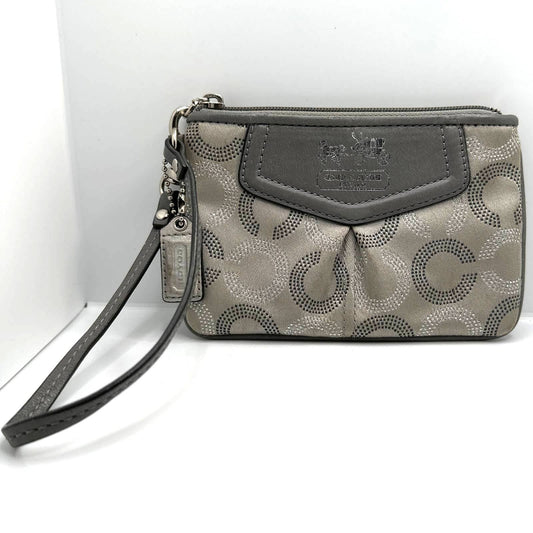 COACH Gray & Silver Signature Canvas Wristlet