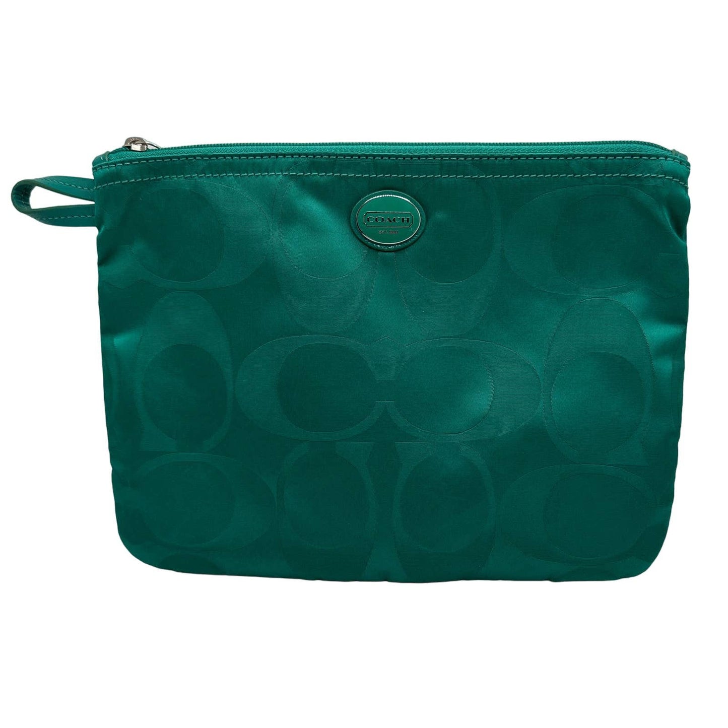 COACH Green Nylon Cosmetic Case / Makeup Bag