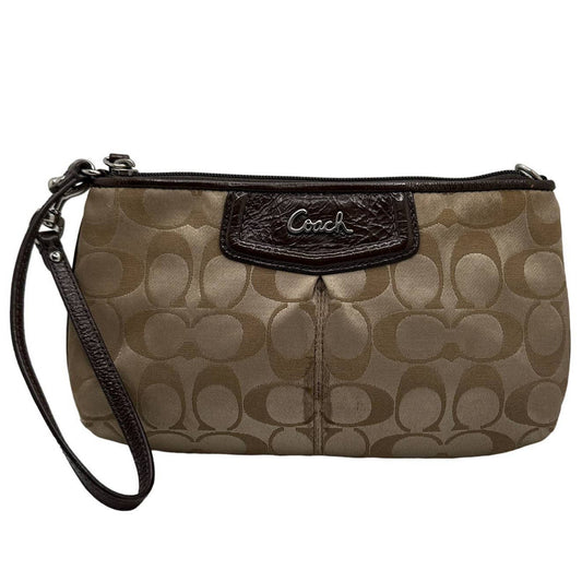 COACH Brown Signature Canvas Wristlet