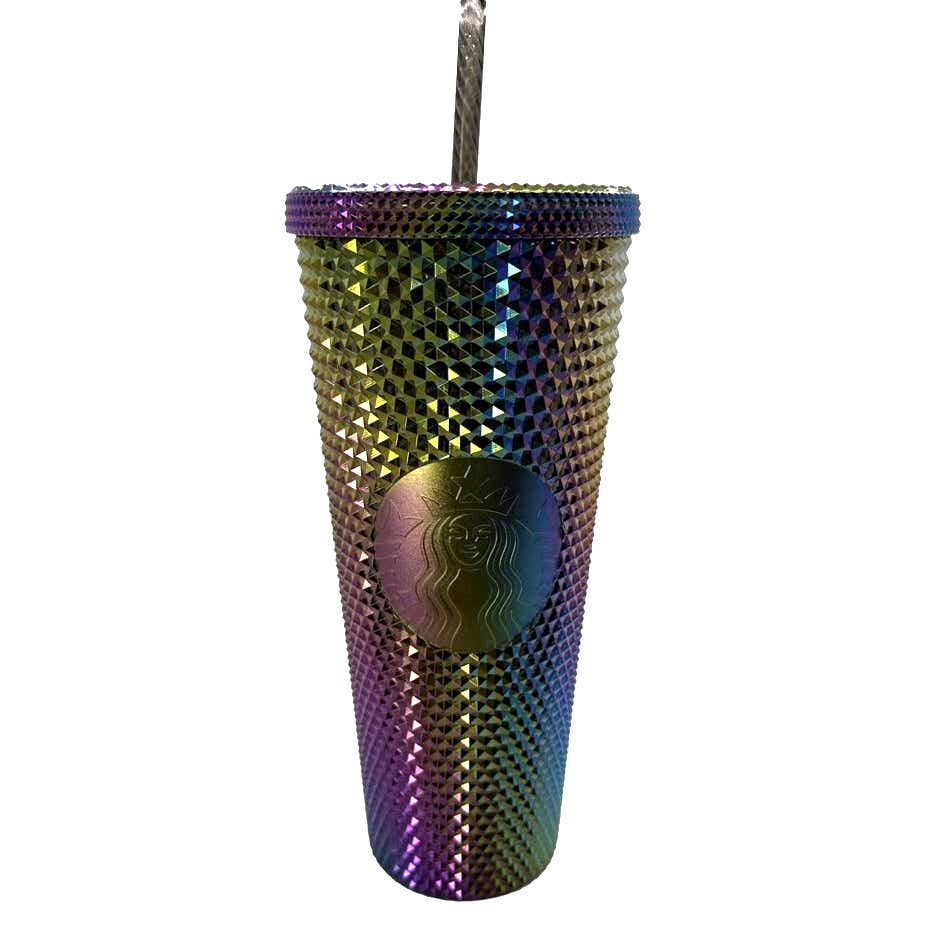 STARBUCKS LimitedEdition Studded Oil Slick Rainbow Iridescent Tumbler Fall 2023