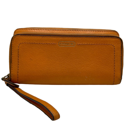 COACH Orange Double Zipper Around Wallet