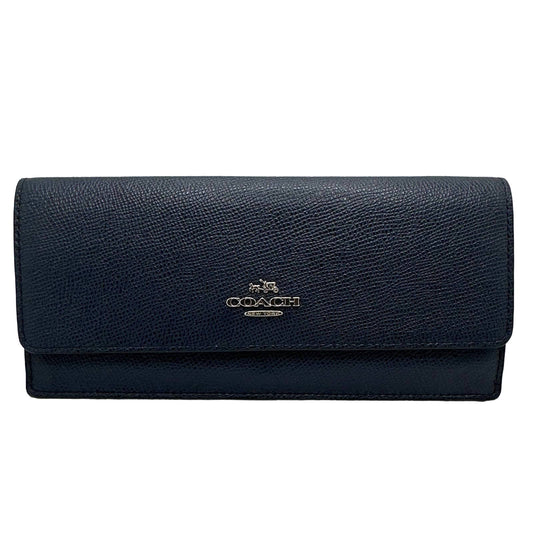 COACH Navy Blue Slim Trifold Wallet