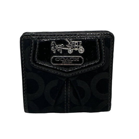 COACH Black Madison Op Art Signature Canvas Small Wallet