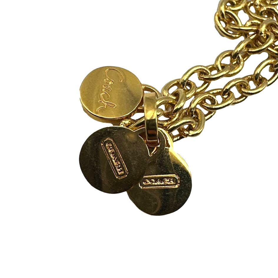 COACH LARGE SIGNATURE 2014 MEDALLION NECKLACE f96095