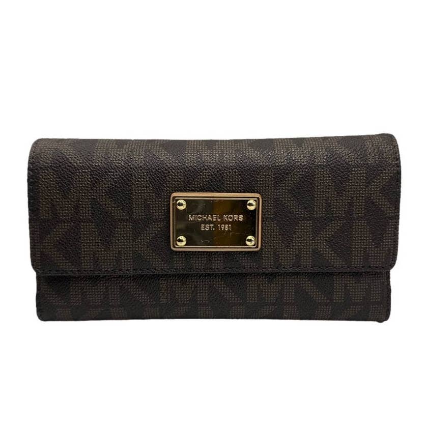 MICHAEL KORS Brown Signature Wallet with Checkbook