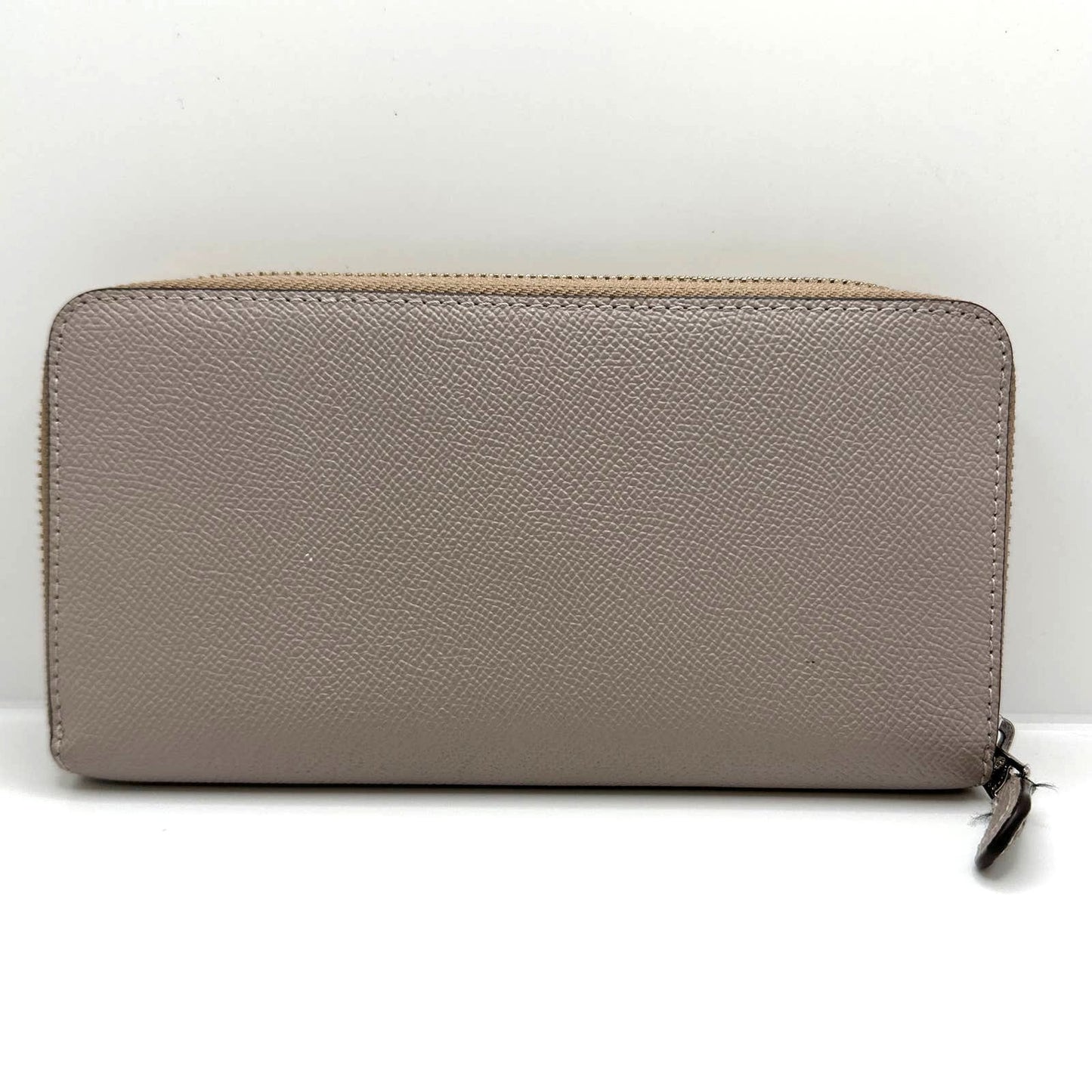 COACH Gray Crossgrain Accordion Zip Wallet