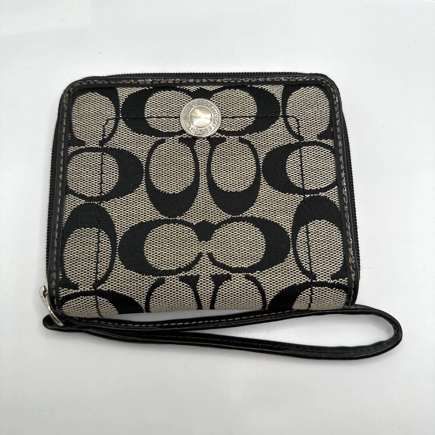 COACH Black and Gray Signature Canvas Wallet