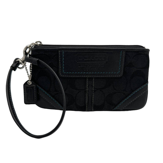 COACH Black Signature Canvas / Leather Wristlet