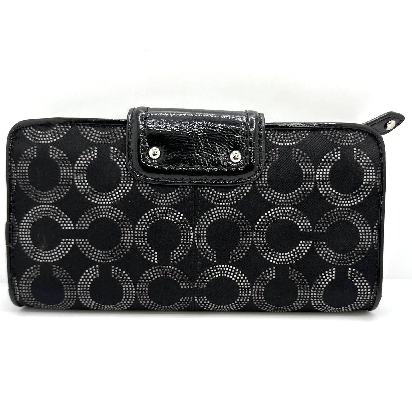 COACH Black and Gray Signature Canvas Wallet