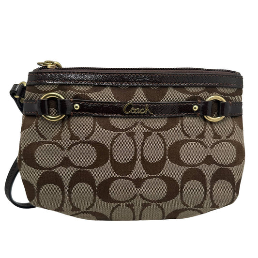 COACH Brown Signature Canvas Wristlet