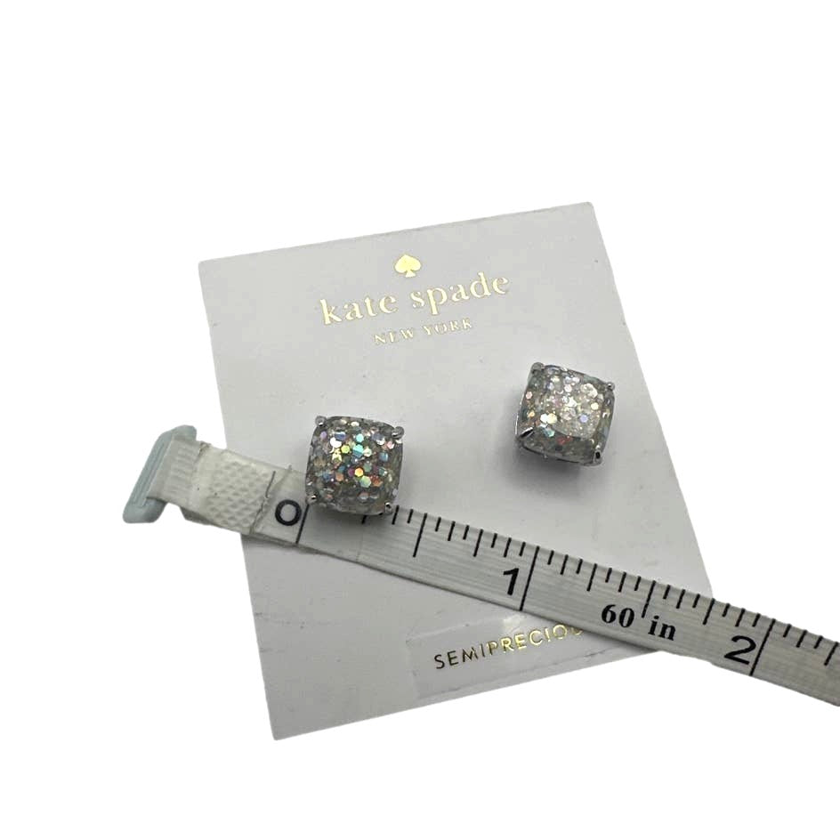 KATE SPADE New York Silver Plated Opal Glitter Small Squared Stud Earrings