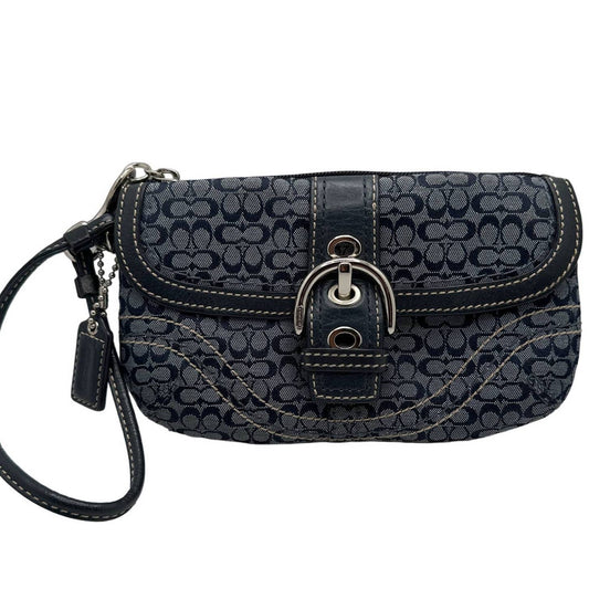 COACH Blue Signature Canvas Wristlet