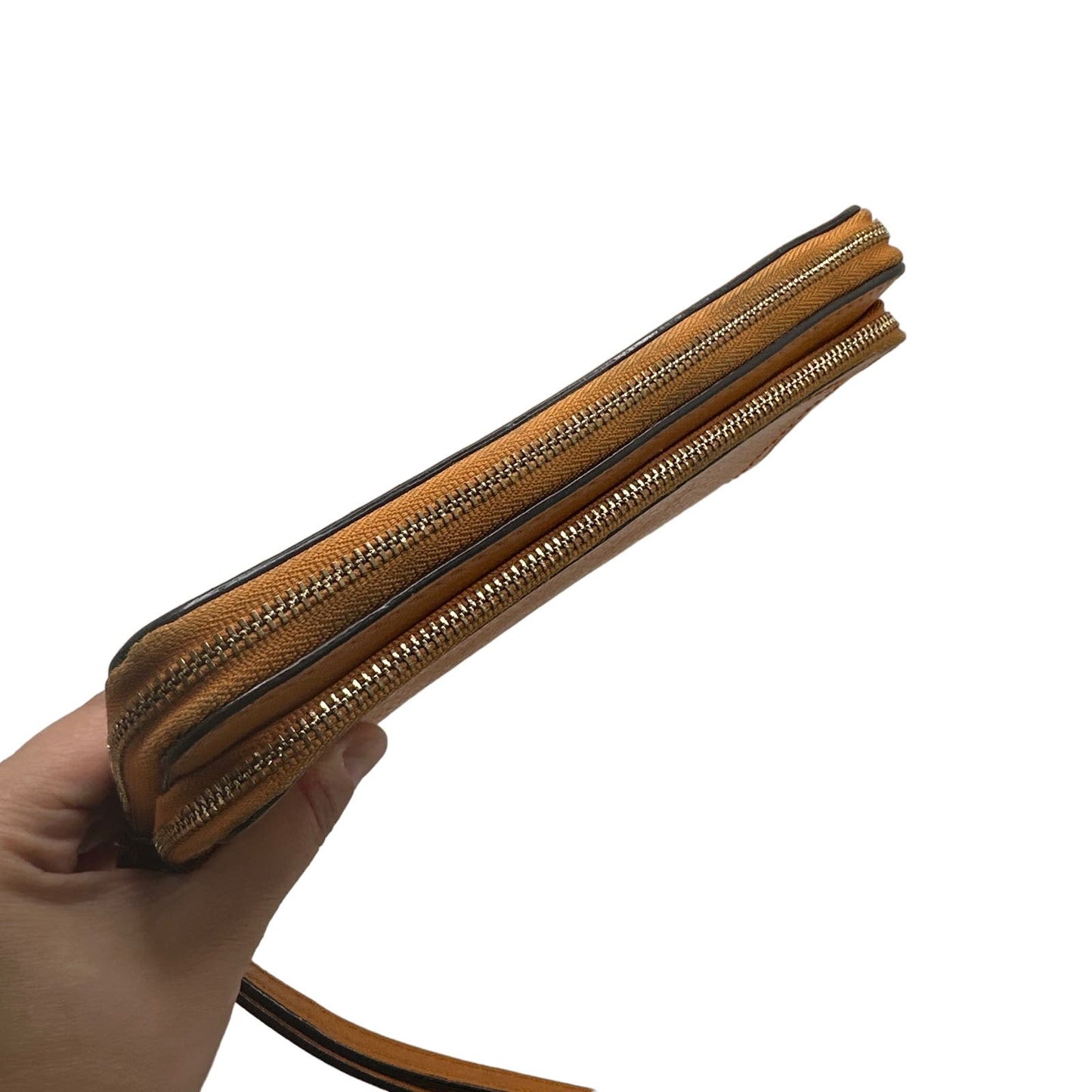 COACH Orange Double Zipper Around Wallet