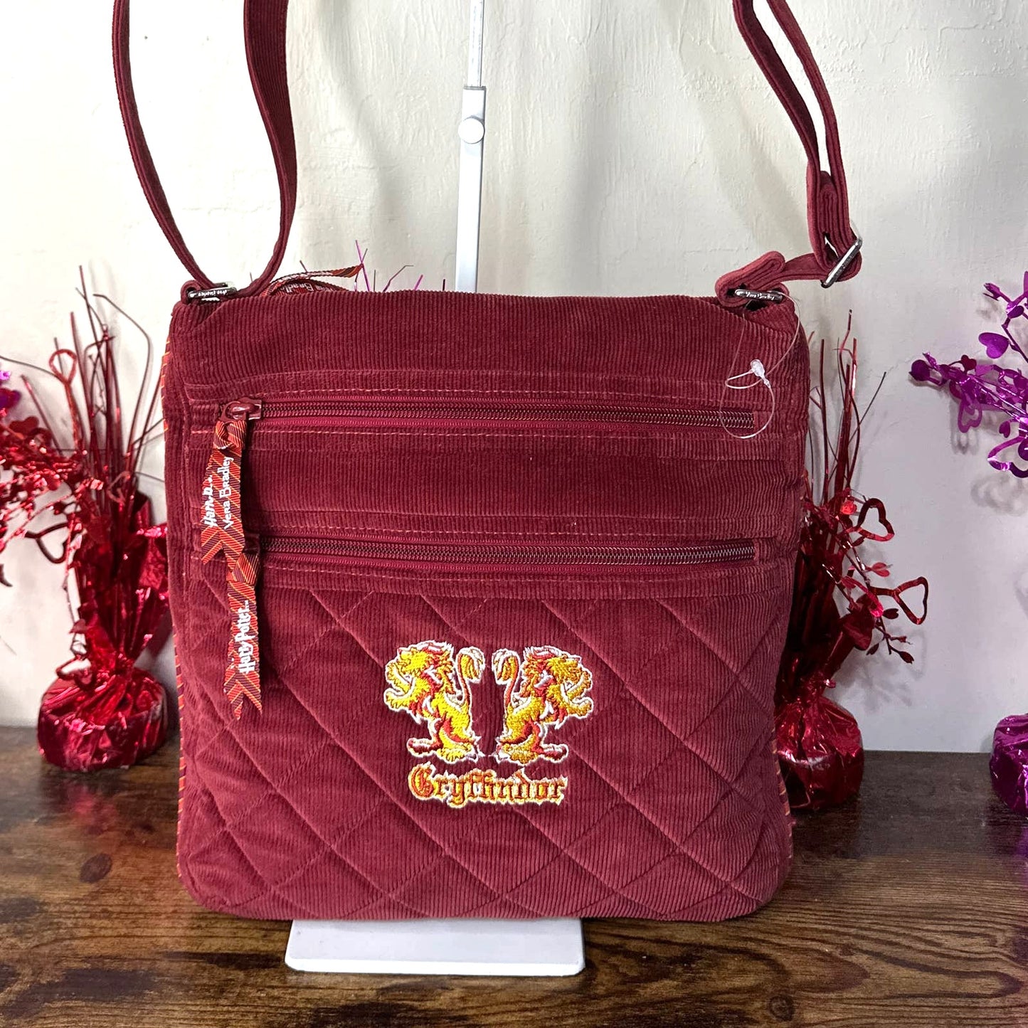 VERA BRADLEY Harry Porter Corduroy Gryffinder Triple Zipper Crossbody