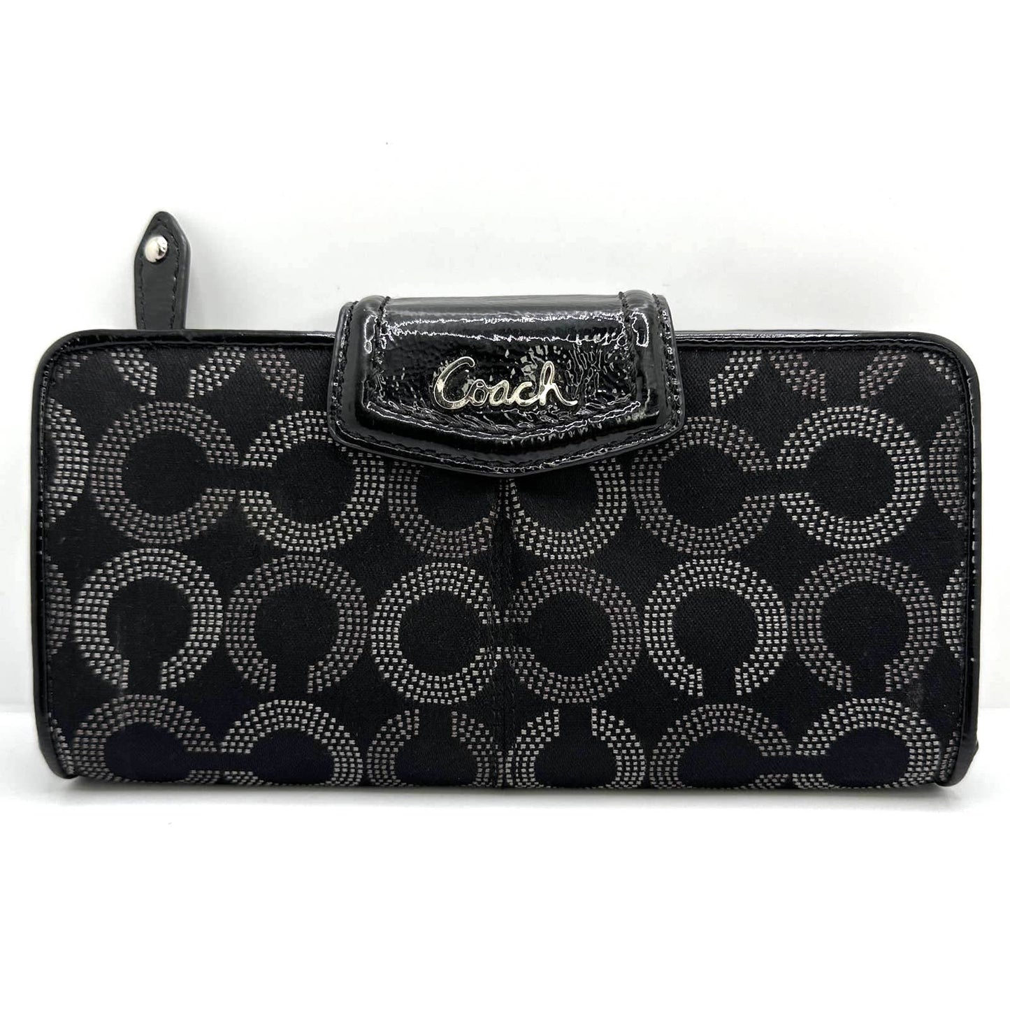 COACH Black and Gray Signature Canvas Wallet