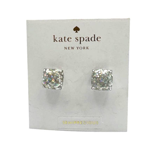 KATE SPADE New York Silver Plated Opal Glitter Small Squared Stud Earrings