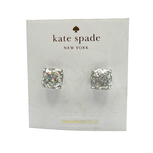 KATE SPADE New York Silver Plated Opal Glitter Small Squared Stud Earrings