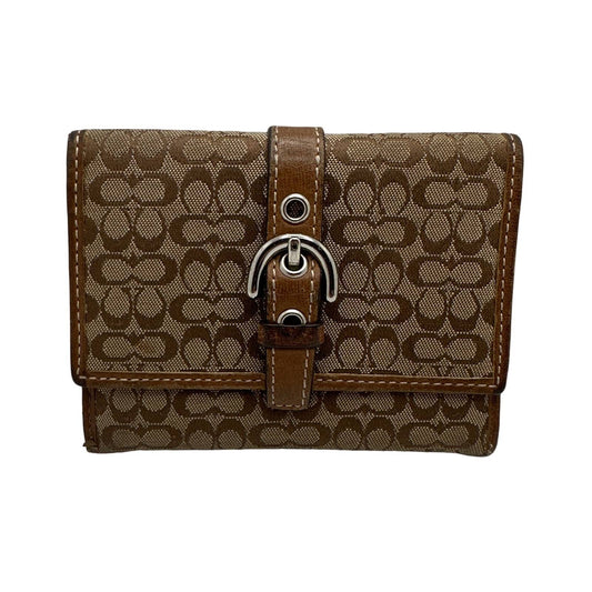 COACH Brown Signature Canvas Small Cardholder