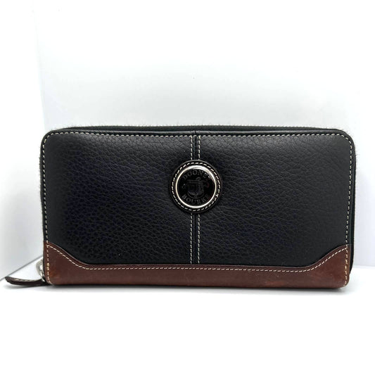 DOONEY & BOURKE Black and Brown Pebbled Leather Zip Around Wallet