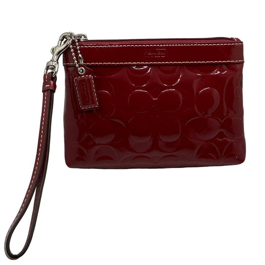 COACH Red Signature Patent Leather Wristlet