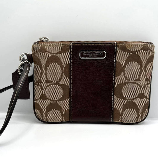 COACH Brown Signature Canvas Wristlet