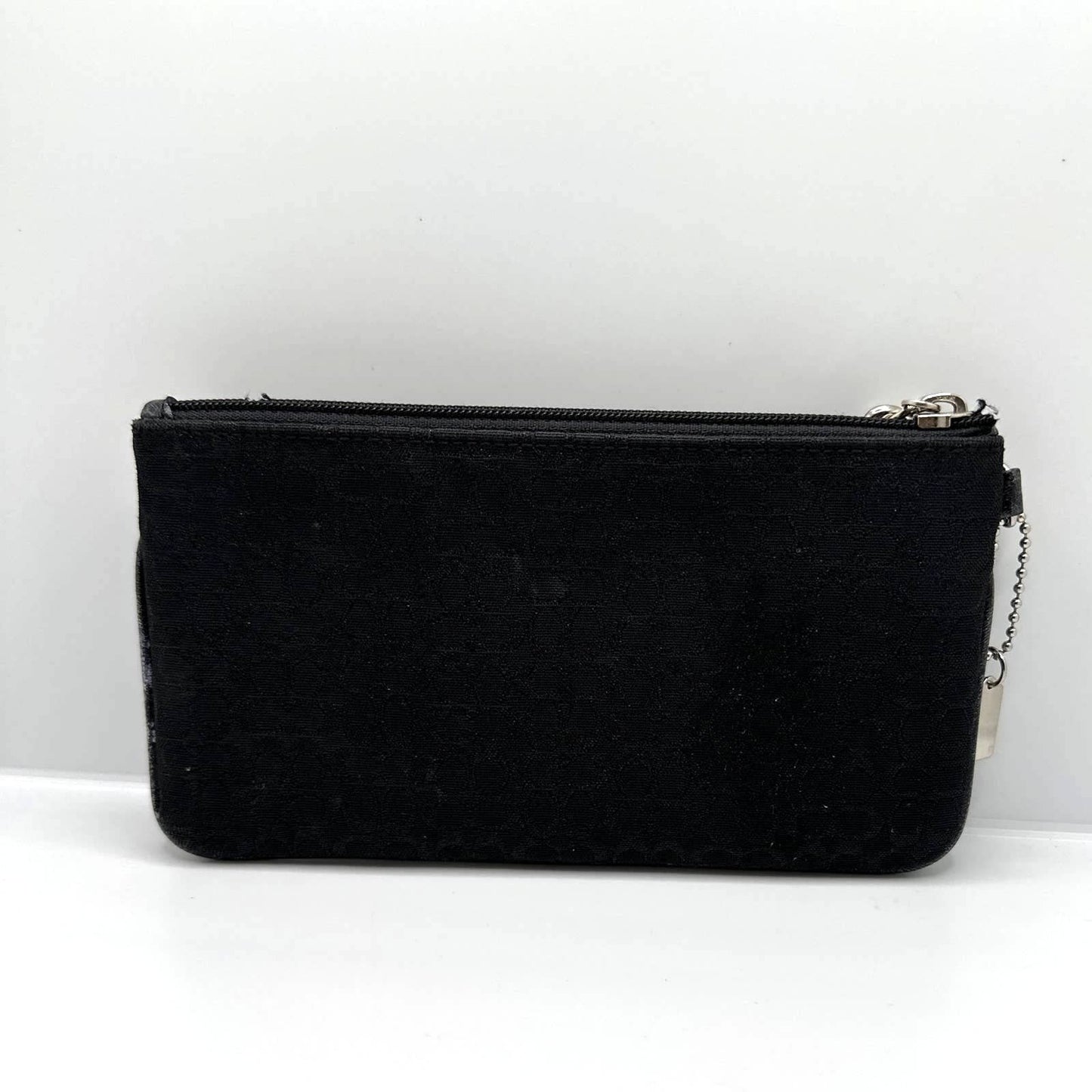 COACH Black and Silver Signature Canvas Wristlet