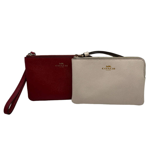 COACH Burnt Red and and off white/ cream Wristlet Bundle